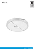 Markslöjd MOON – kattovalaisin, 39 cm, valkoinen/alumiini, IP44 – valmistajan mittapiirros