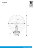 Markslöjd SPHERE – valaisinpää, musta/kirkas, 60 mm kiinnitys – valmistajan mittapiirros