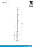 Markslöjd ARCTIC – valaisinpylväs, musta, 220 cm – valmistajan mittapiirros