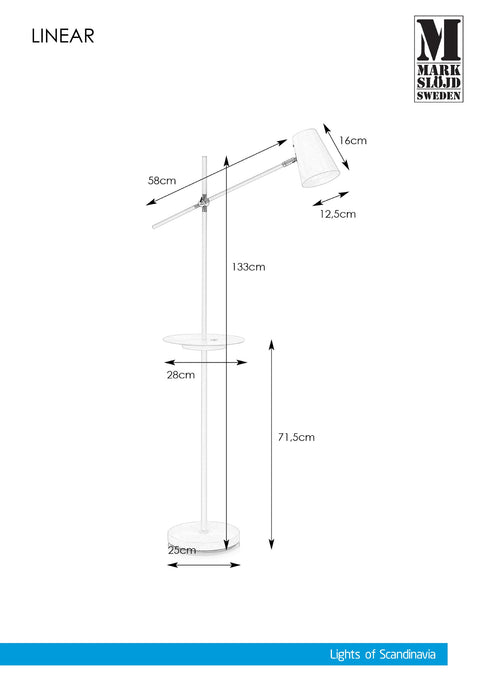 Markslöjd LINEAR-lattiavalaisin USB-liitännällä, musta, E14 – valmistajan mittapiirros