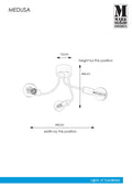 Markslöjd MEDUSA – 3-valoinen kattovalaisin, musta, leveys 44 cm – valmistajan mittapiirros