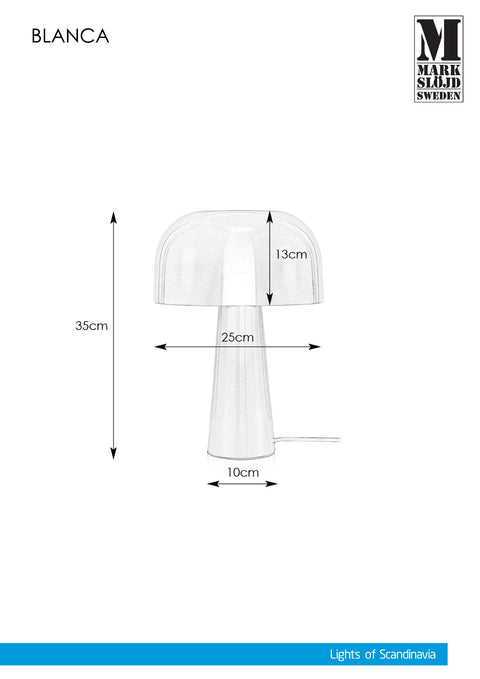 Markslöjd BLANCA – pöytävalaisin, pronssi/musta, 35 cm – valmistajan mittapiirros