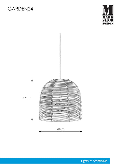 Markslöjd GARDEN 24 – 40 cm riippuvalaisin, musta – valmistajan mittapiirros
