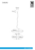 Markslöjd DABURU – 2-valoinen riippuvalaisin, valkoinen, leveys 55,0 cm – valmistajan mittapiirros