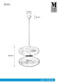 Markslöjd DUAL – 2-valoinen riippuvalaisin, valkoinen/musta, leveys 60,0 cm – valmistajan mittapiirros