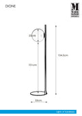 Markslöjd DIONE – lattiavalaisin, musta/valkoinen, leveys 33,0 cm – valmistajan mittapiirros