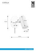 Markslöjd COSTILLA – seinävalaisin, valkoinen, leveys 12,0 cm – valmistajan mittapiirros