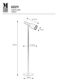 Markslöjd OZZY – lattiavalaisin, musta, leveys 28 cm – valmistajan mittapiirros