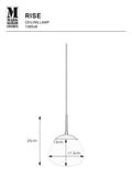 Markslöjd RISE – riippuvalaisin, antiikkimessinki/valkoinen, leveys 18 cm – valmistajan mittapiirros