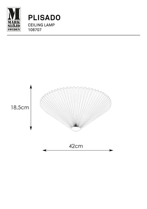 Markslöjd PLISADO – 3-valoinen plafondi, harmaa, 42 cm – valmistajan mittapiirros