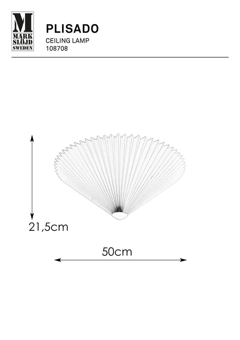 Markslöjd PLISADO – 3-valoinen plafondi, harmaa, 50 cm – valmistajan mittapiirros