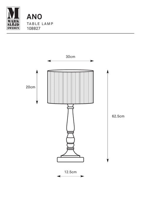 Markslöjd ANO – pöytävalaisin, beige/ruskea, 62,5 cm – valmistajan mittapiirros