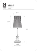 Markslöjd NOBLE – pöytävalaisin, luonnonvalkoinen/antiikkimessinki, 56 cm – valmistajan mittapiirros