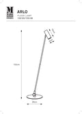 Markslöjd ARLO – lattiavalaisin, kromi, leveys 28 cm – valmistajan mittapiirros