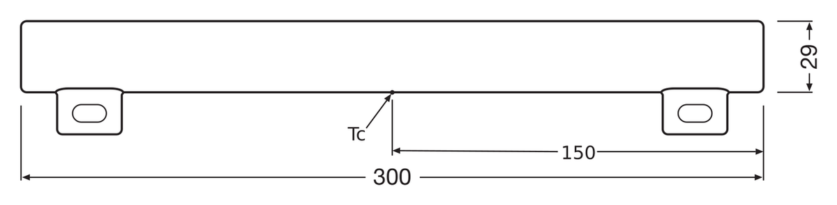 OSRAM LEDINESTRA 2P 30 cm S14s LED-rörlampa – måttskiss (G11859)