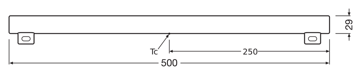 OSRAM LEDINESTRA 2P 50 cm S14s LED-rörlampa – måttskiss (G11861)