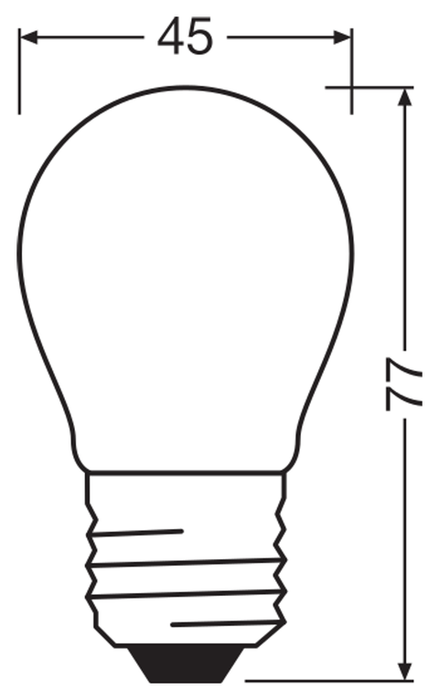 OSRAM PARATHOM RETRO Mini-Ball E27 LED-lampa – måttskiss (G13015)
