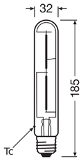 OSRAM PARATHOM VINTAGE TUB EQ35 E27 LED-lampa – måttskiss (G13022)