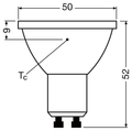 OSRAM PARATHOM GU10 LED-reflektorlampa – måttskiss (G13041)