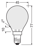 OSRAM PARATHOM RETRO Mini-Ball E14 LED-lampa – måttskiss (G13098)