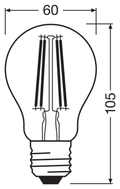 OSRAM PARATHOM RETRO Classic A E27 LED-lampa – måttskiss (G13112)