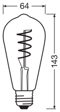 OSRAM PARATHOM RETRO Edison E27 LED-lampa – måttskiss (G13309)