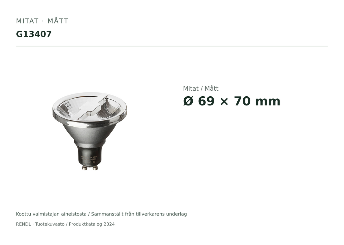 Rendl ALFA 69 GU10 LED-lampa, 6 W, 4000 K, 24° (G13407)