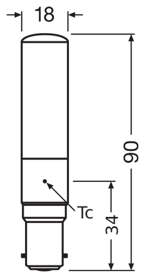 OSRAM PARATHOM B15d LED-lampa – måttskiss (G13456)