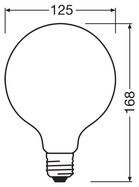 OSRAM PARATHOM RETRO Globe E27 LED-globallampa – måttskiss (G13460)
