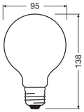 OSRAM PARATHOM RETRO Globe E27 LED-globallampa – måttskiss (G13461)