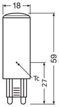 OSRAM PARATHOM G9 LED-stiftsockellampa – måttskiss (G13464)