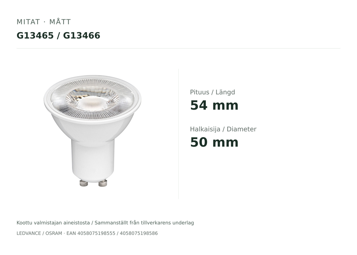 OSRAM PARATHOM GU10 PAR16 WH LED-reflektorlampa (G13465)