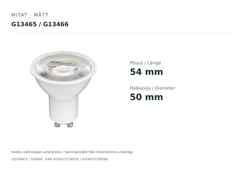 OSRAM PARATHOM GU10 PAR16 WH LED-reflektorlampa (G13465)