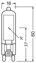 OSRAM PARATHOM G9 LED-stiftsockellampa – måttskiss (G13478)