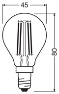 OSRAM PARATHOM RETRO Mini-Ball E14 LED-lampa – måttskiss (G13572)