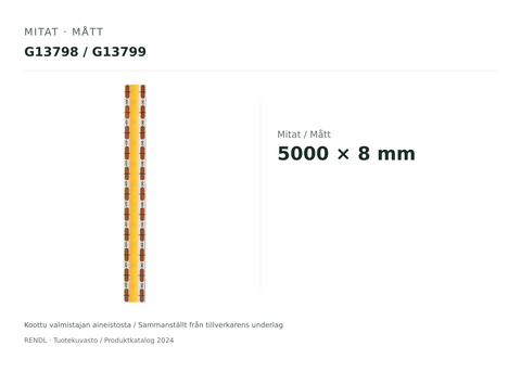 Mitat / Mått – G13798 / G13799