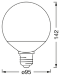 Rendl PARATHOM SMART GLOBE E27 RGBW LED-lampa – måttskiss (G13833)