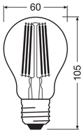OSRAM ULTRA ECONOMY Classic A E27 LED-lampa – måttskiss (G13948)