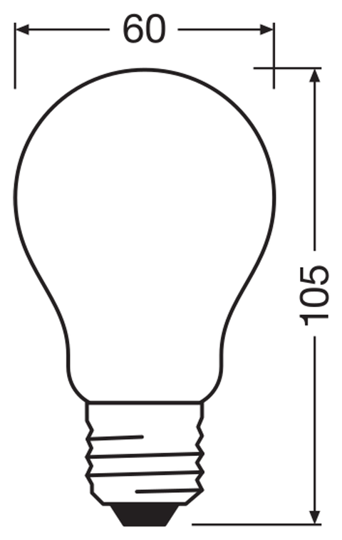 OSRAM ULTRA ECONOMY Classic A E27 LED-lampa – måttskiss (G13949)
