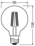 OSRAM ULTRA ECONOMY Globe 95 E27 LED-lampa – måttskiss (G13951)