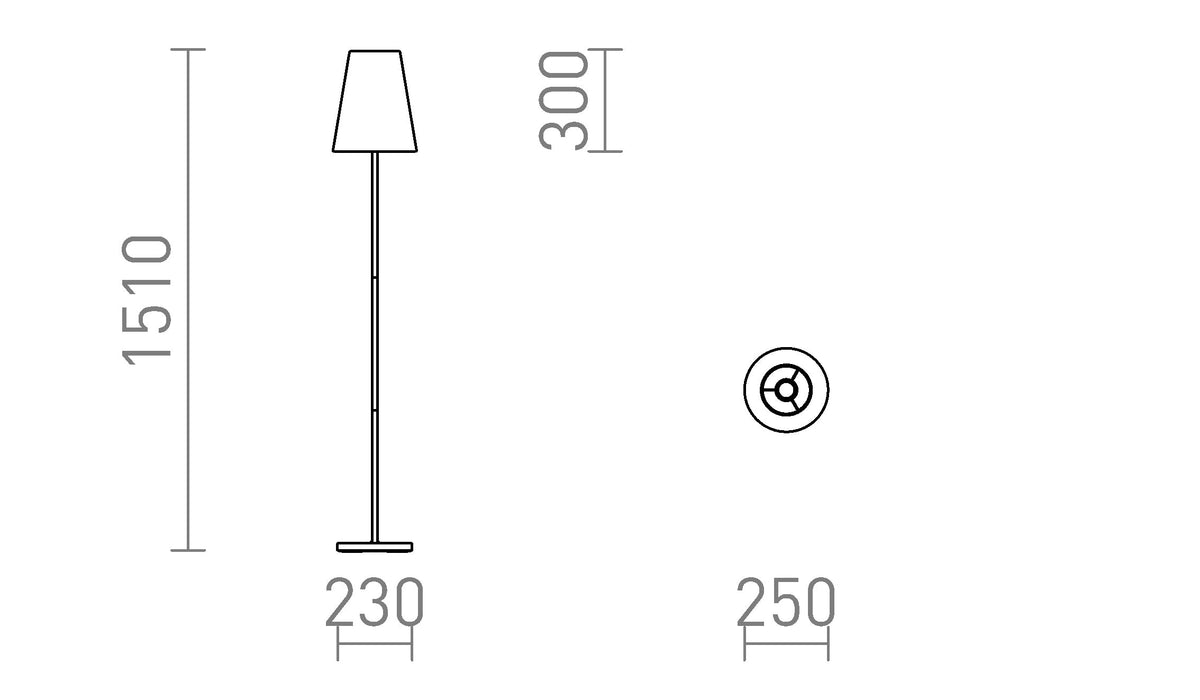 Rendl NYC/CONNY 25 golvlampa – måttskiss