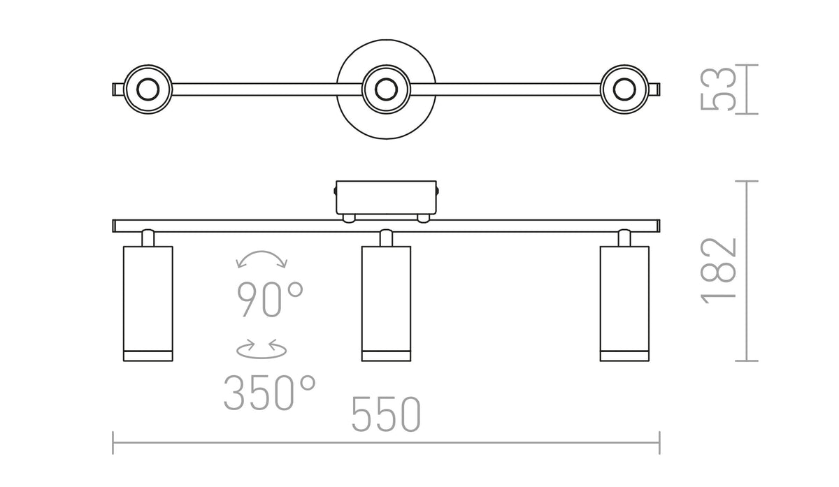 Rendl BOGARD III LED-vägglampa – måttskiss