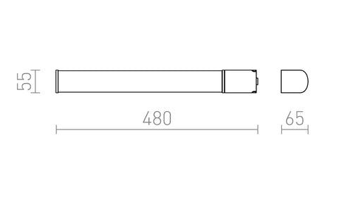 FLORIO 49 seinävalaisin mitat, 48 cm leveä ja 5,5 cm korkea, kosteusluokiteltu
