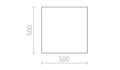 DIFFUSER SQ 50 PMMA valonjakajan mitat, valkoinen akryyli, nelikulmainen 500x500 mm koko.