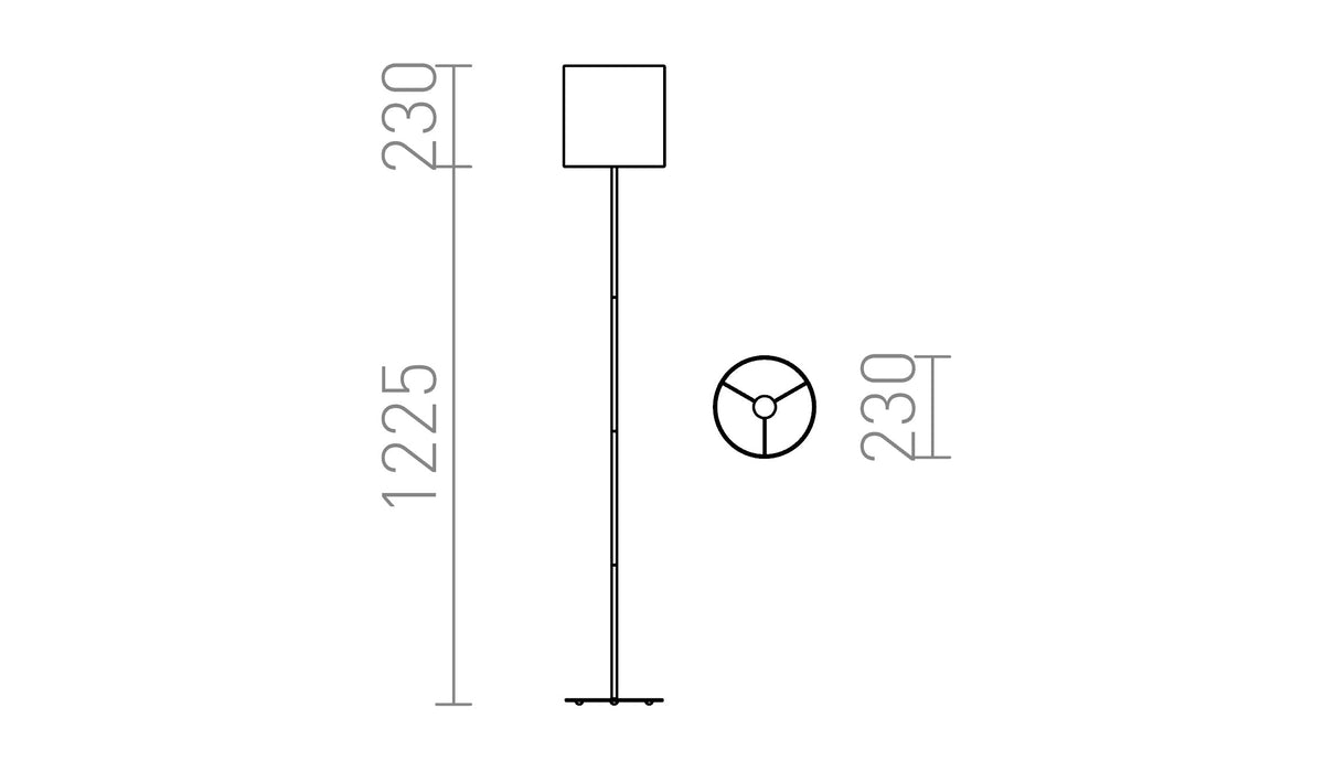Rendl ETESIAN golvlampa – måttskiss