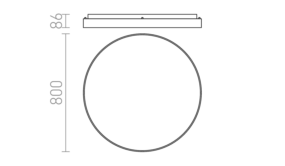Rendl MENSA R 80 LED-taklampa, borstad aluminium – måttskiss