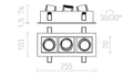 BONDY III LED-valaisimen mitat ja 10 cm upotussyvyys