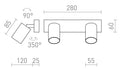 DUDE II valonheitin mitat – Valaisimen paino on 0.514 kg, yhteensopiva PARATHOM GU10 ADV himmennettävä -polttimon kanssa.