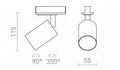 DUDE 1-vaihekiskolle LED-valonheitin mitat – Valaisimen mitat: korkeus, leveys, 90° kallistuskulma, paino 0.152 kg, sopii erilaisiin valaistusratkaisuihin.