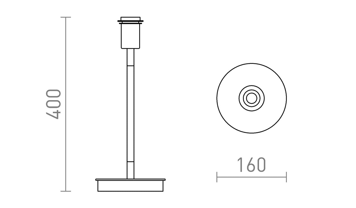 Rendl KEITH E27-bordslampsfot med USB-port – måttskiss